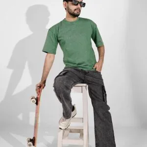 Premium Acid Wash Drop Shoulder | Green