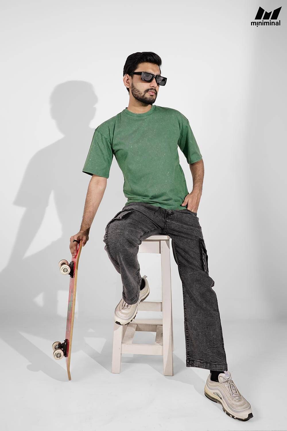 Premium Acid Wash Drop Shoulder | Green