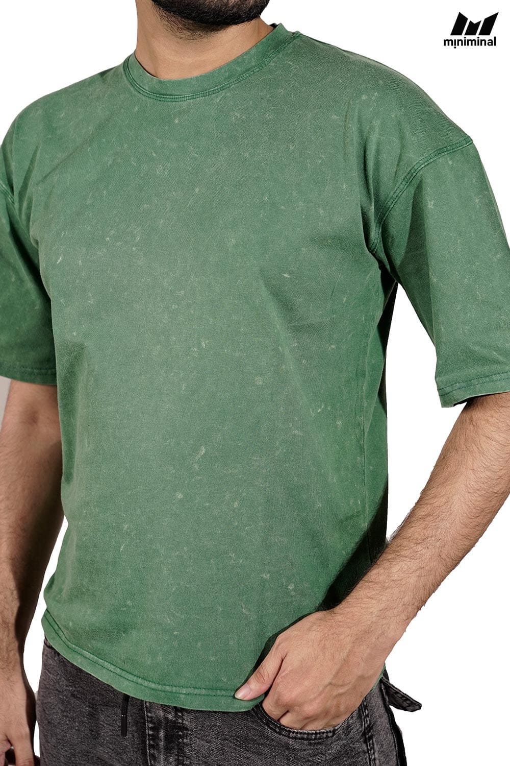 Premium Acid Wash Drop Shoulder | Green - Image 2