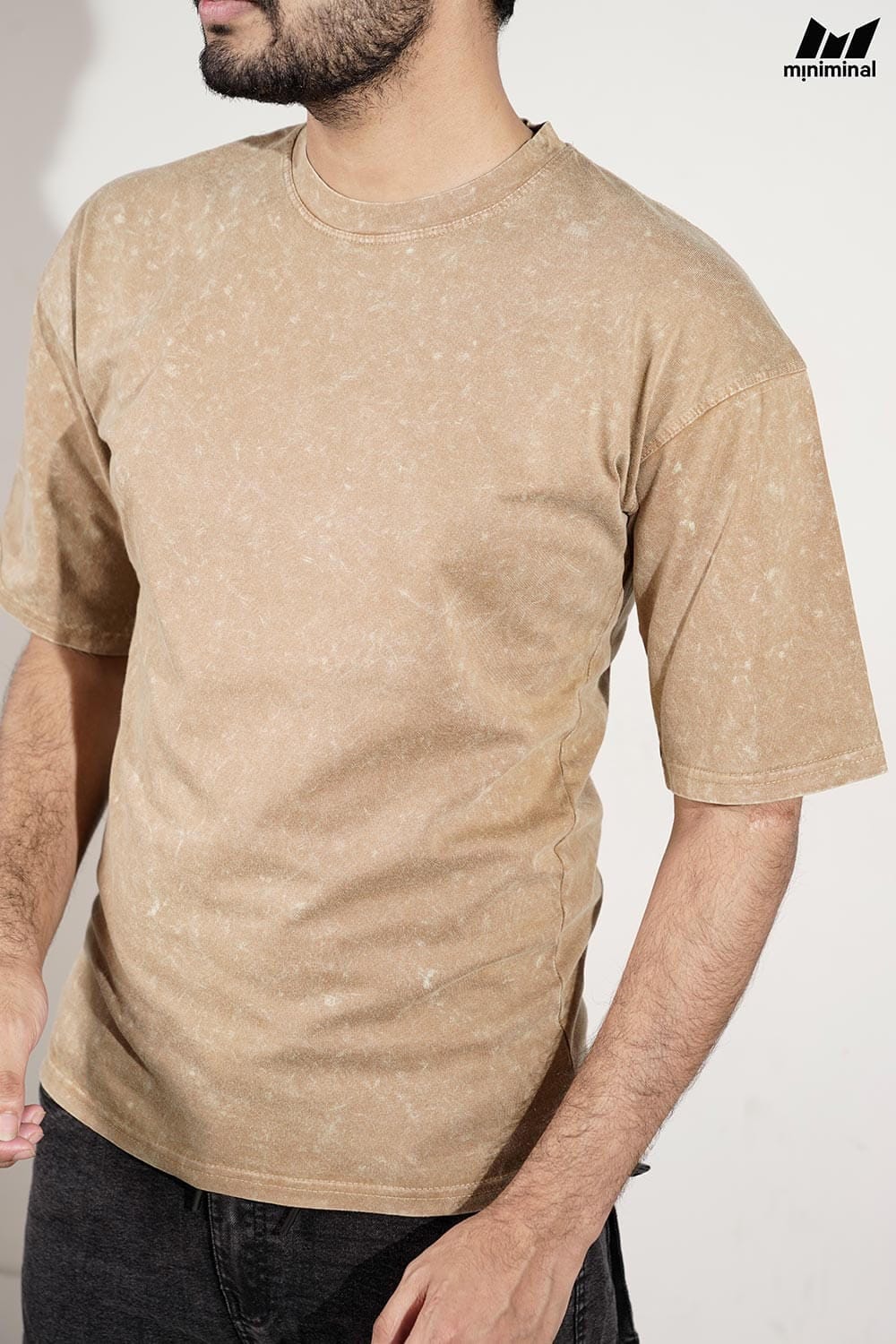 Premium Acid Wash Drop Shoulder | Biscuit - Image 2