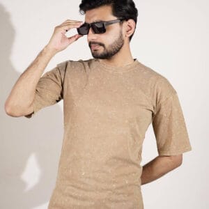 Premium Acid Wash Drop Shoulder | Biscuit