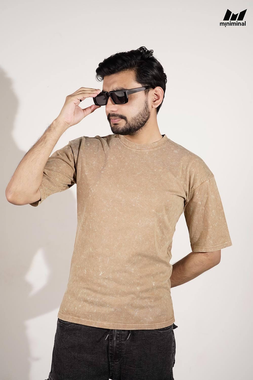 Premium Acid Wash Drop Shoulder | Biscuit