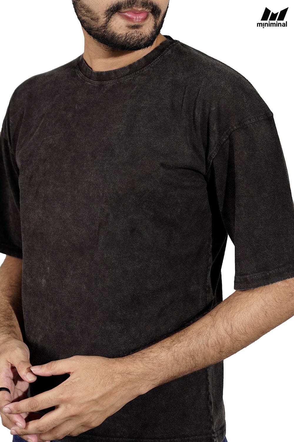 Premium Acid Wash Drop Shoulder | Black - Image 3
