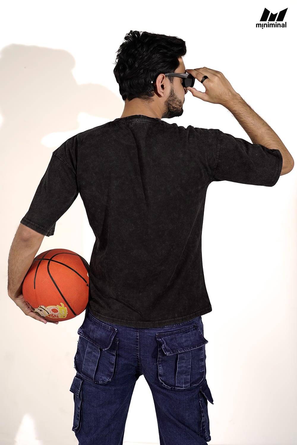 Premium Acid Wash Drop Shoulder | Black - Image 2