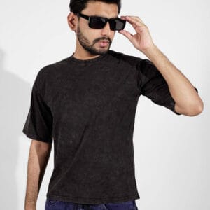 Premium Acid Wash Drop Shoulder | Black