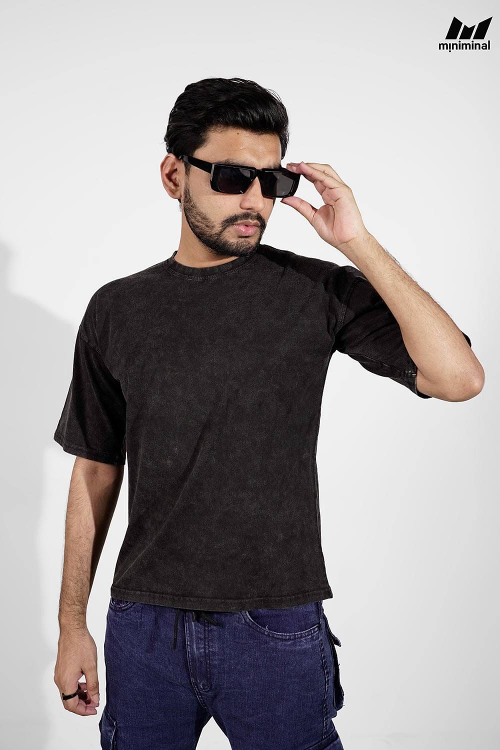 Premium Acid Wash Drop Shoulder | Black
