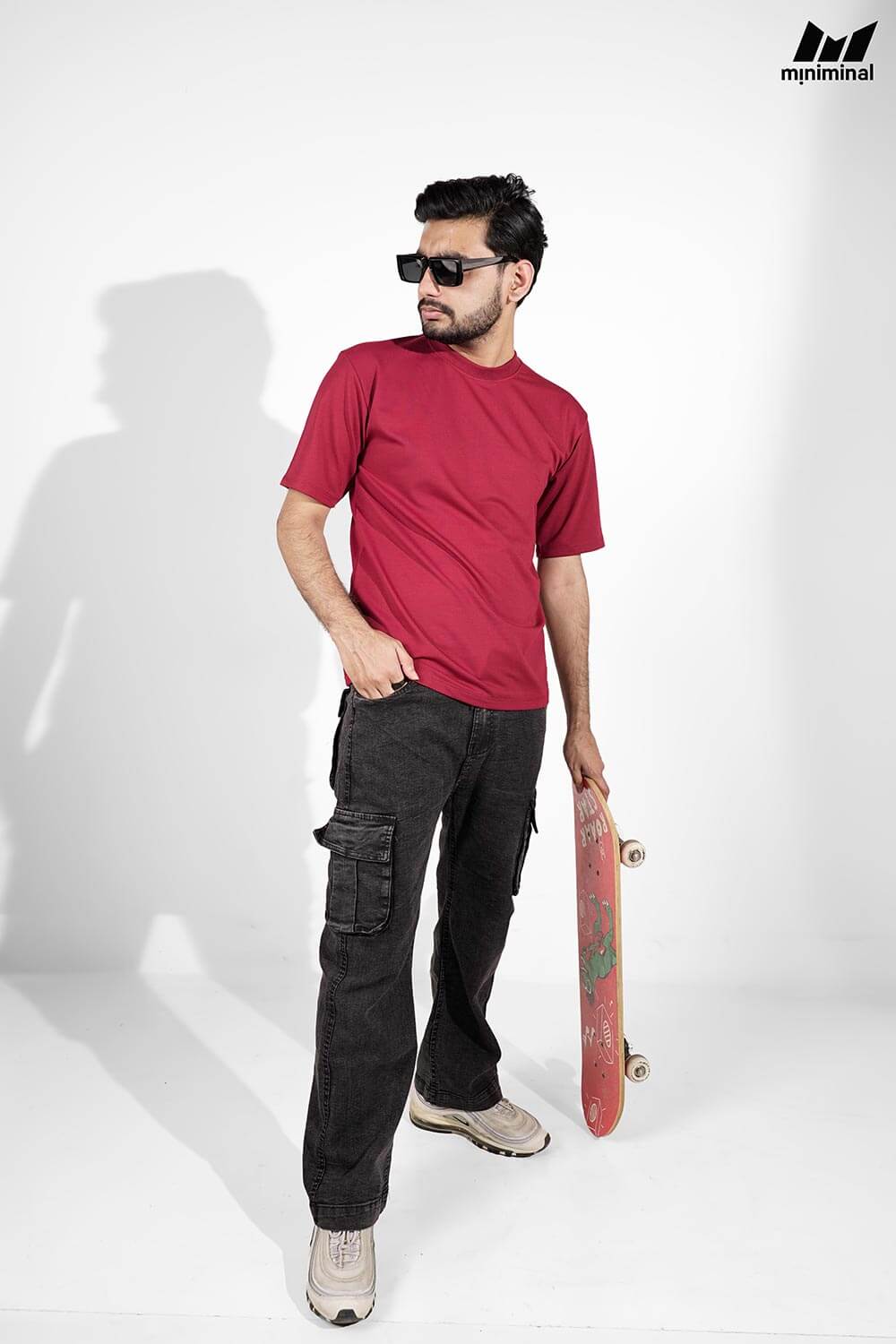 Premium Terry Drop Shoulder | Wine Red - Image 3